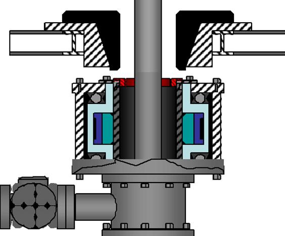 a) b) Fig. 12. Kelly and kelly bushings of rotating head: a) with-out torque transmission; b) with torque transmission The circulating system replaces drilling fluid.
