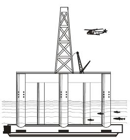 platform is then towed to the installation site and ballasted down to seafloor. Because of this unique way of construction, geographical locations to which this type is applicable are limited.