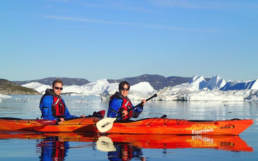 ILULISSAT KAYAKING MORNING From 1st of June to 15th of September Paddle in a kayak and witness the overwhelming beauty of icebergs coming from the Ilulissat Icefjord.