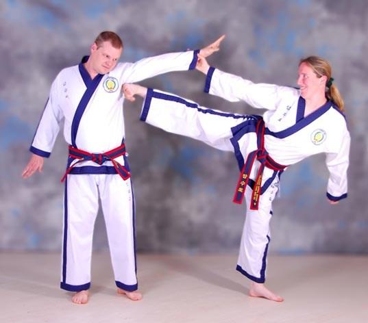 Low block, middle punch, high block, high punch and inside/outside block. Front stretch kick, front snap kick and step side kick. The student must have a black stripe for performing Basic Form.