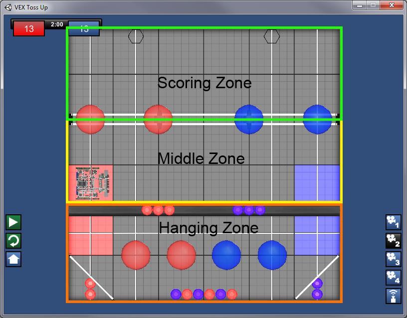 Game Scoring A BuckyBall Scored in the Middle Zone is worth one (1) point A Large Ball Scored in the Middle