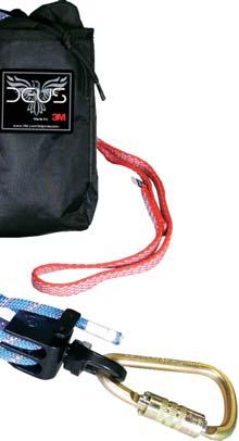 5 mm blue kernmantle rope, Dyneema sling and autolock carabiners.