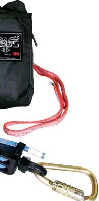 5 mm blue kernmantle rope, Dyneema sling and autolock carabiners.