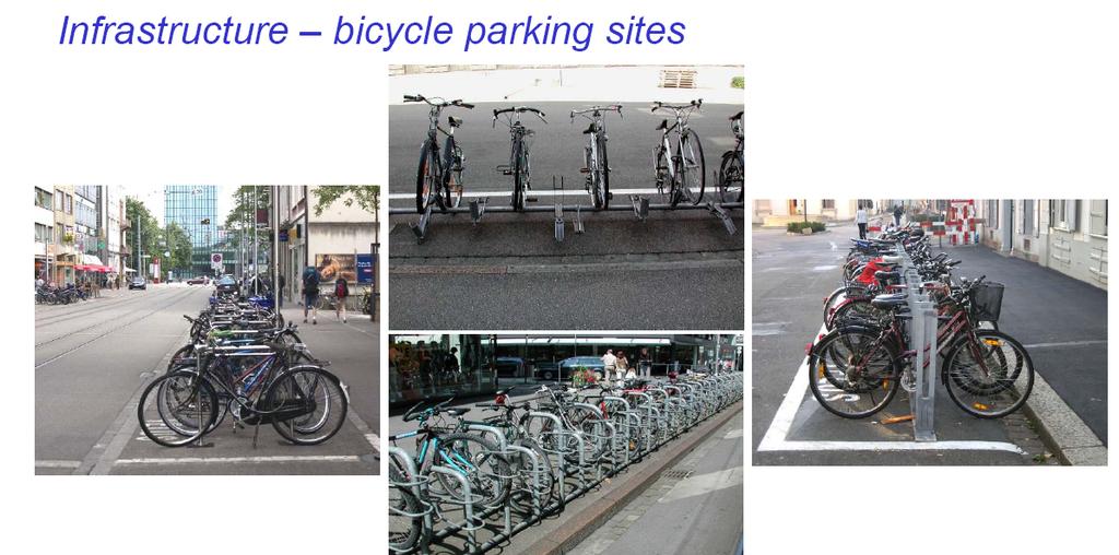 Examples of bicycle parking sites BYPAD platform