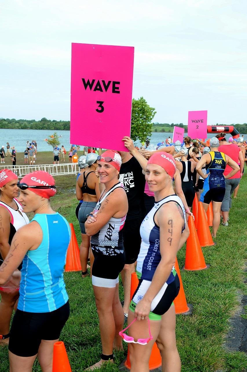 Swim 500 meter open water swim Time-trial start: One woman in the water every 3 seconds Optional wave start Swim line-up: Racers will place themselves in a line according to total swim time.