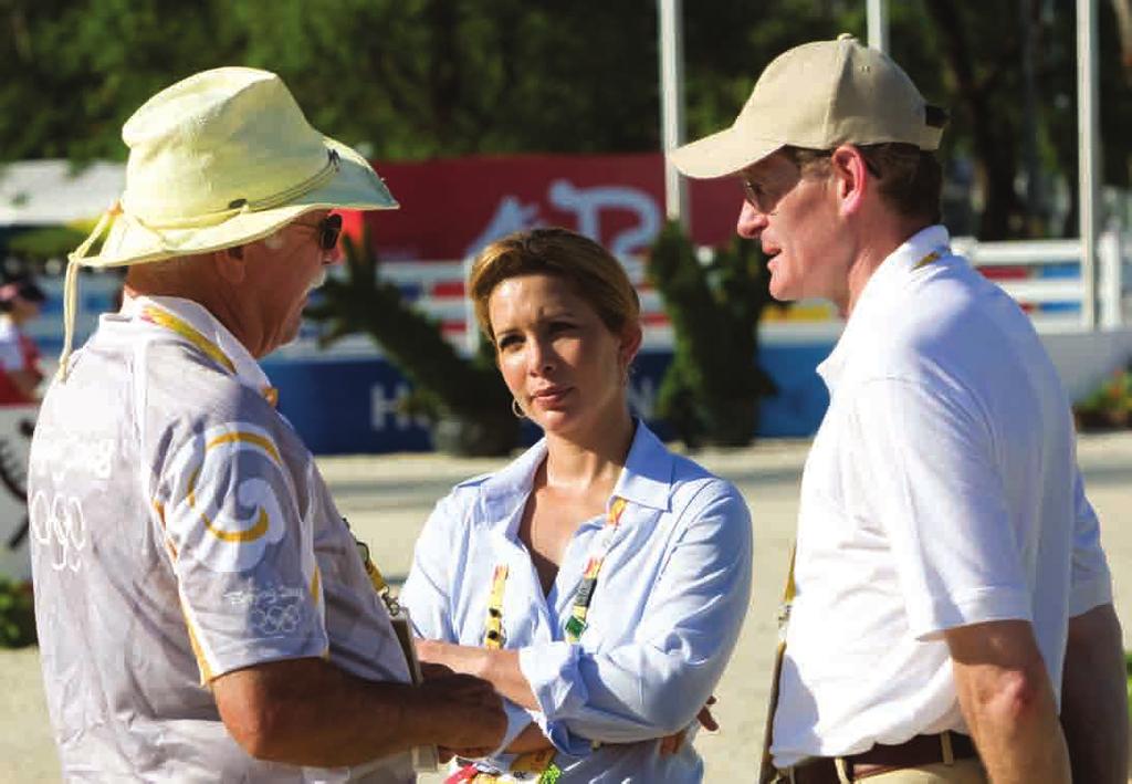 The President with Olympic Course Designer Leopoldo Placios (L) and Captain John Roche (R), Director of the FEI's Jumping Department 12 HRH Princess Haya riding Come On, Frankfurt 1998 Maximilian
