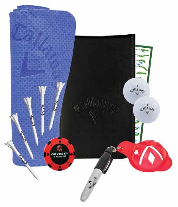 GIFT SETS 5 6 6 5 4 4 4 PLAYERS SET Cool Towel - Stays cool for hours, place over head or neck, machine washable [ ] [ PRODUCT DETAILS PAGE 7 ] Scorecard Holder - Durable synthetic leather outer