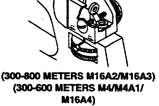 In other words, the 300- meter mark is aligned with the mark on the left side of the receiver. Useful for moving targets.