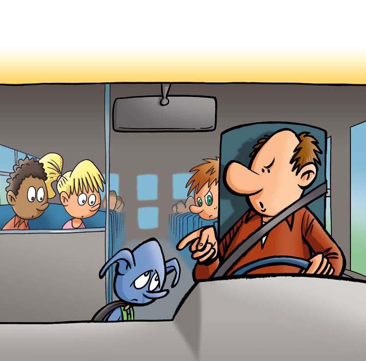 The driver is fed up at this new distraction and has to stop the bus to scold Bloop. Quit fooling around, Bloop!