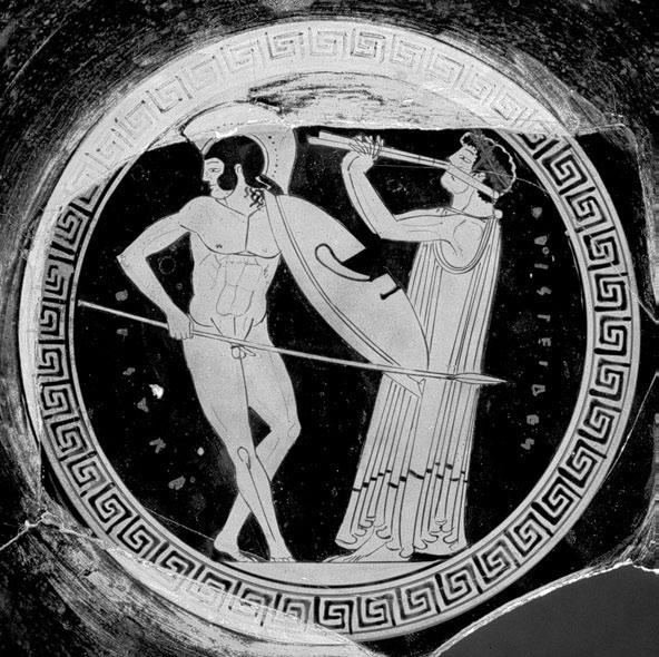 134 archaic and classical greece Figure 5.7 Hoplite performing a pyrrhic dance to the music of a double pipe, on an Attic cup of c. 480 bc. allies with its drilling and exercises.
