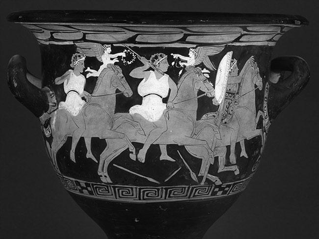 136 archaic and classical greece Figure 5.8 Cavalrymen competing in target practice, on a fourth-century bc Attic crater.