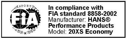HANS approuvés selon FIA 8858-2002 Approved HANS according to FIA 8858-2002 Nom du modèle Constructeur Etiquette Model Manufacturer Label 30R Wide +10 30R