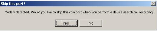 Ports/Devices button, all ports of the computer are scanned for connected measuring devices. If the computer has an internal modem, the message Skip this port? will be displayed.