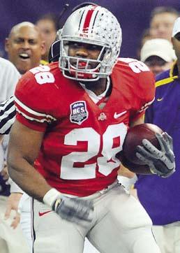 beanie wells 26 running back \ 6-1 \ 228 College: Ohio State round 1: 31st Overall Hometown: Akron, OH DOB: August 7, 1988 Started 21-of-36 games as a Buckeye, carrying 585 times for 3,382 yards (5.