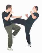 Evade and groin-kick This is so simple that many people don t ever use it. going to kick with your lead leg, regardless of which leg your opponent kicks with.