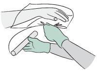 First aid practice(st John Ambulance Service) Whilst wearing disposable gloves, remove jewellery, watch or clothing from the affected area - unless it is sticking to the skin.