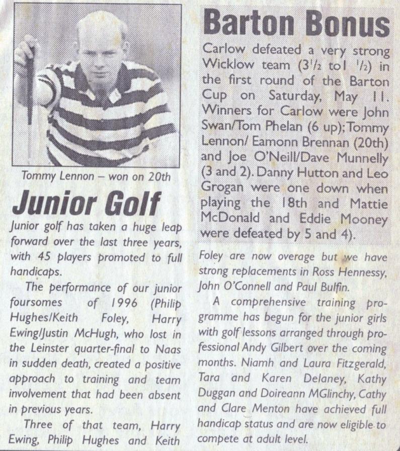 1998 golfing season nearly 20 years ago!