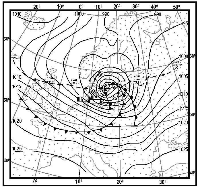pattern and wind field over the Baltic Sea on 1 December 1999, 00 UTC Fig. 5.16.