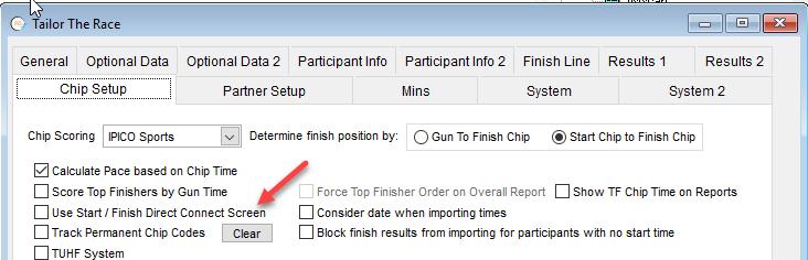 Starting the Direct Connect Program Prior to starting the Direct Connect program, there is an important setting in Race Director that you must set.