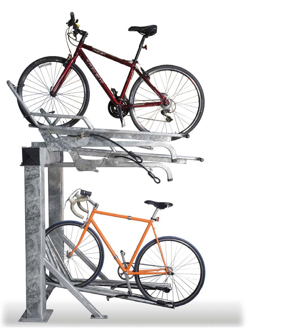 Saris Stack Rack Designed for areas where space is limited, but the need for bike parking is great. Assisted 2nd level makes loading and unloading the bikes a breeze.
