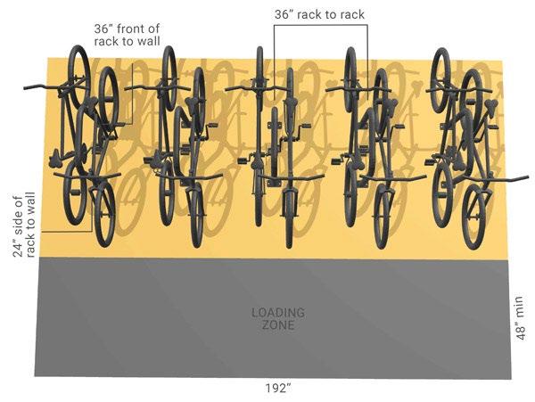 INVERTED-U 2 bikes 48-60 loading zone 36 rack-torack spacing *Racks without