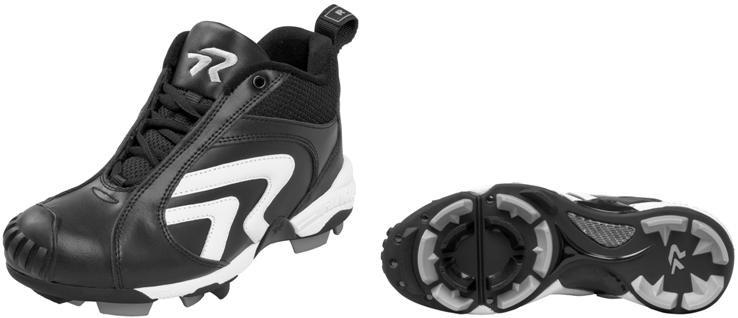 Superior durability, comfort and protection in a mid-top pitching cleat.