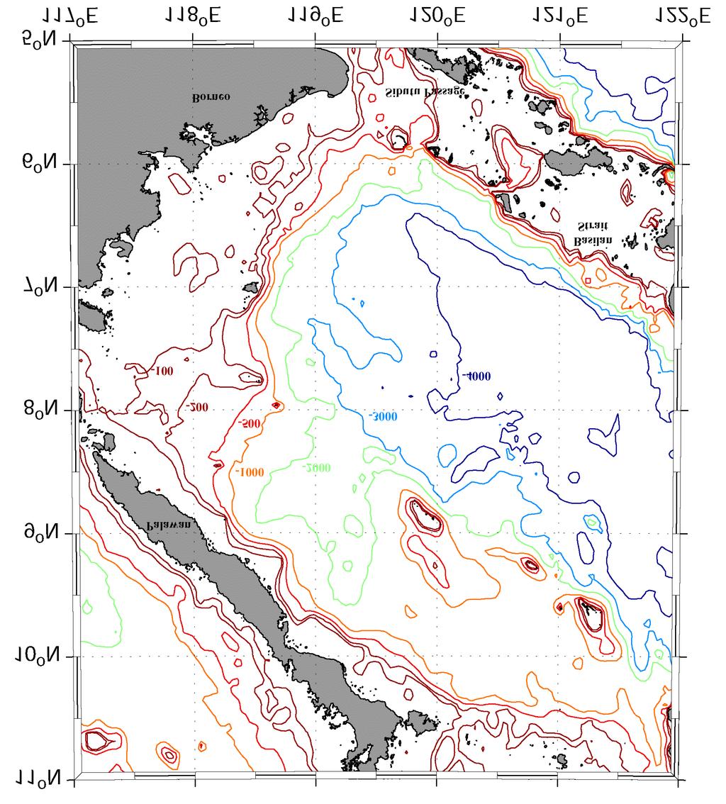 Figure 1: Bathymetry map of the Sulu Sea.