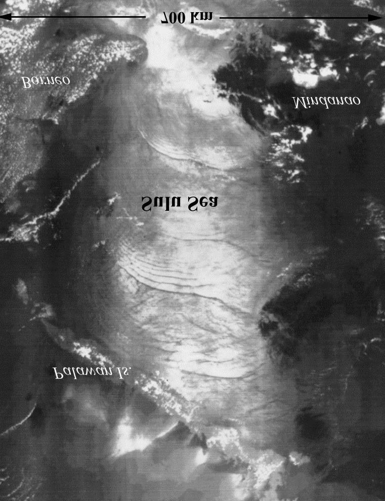 Figure 5 DMSP image of Sulu Sea, Philippine Islands, acquired in April 1973, made in visible light.