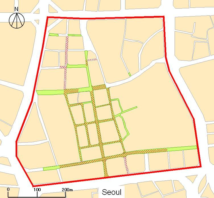 In Seoul, the pedestrian zone extends from the central district in Seoul, and future plans call for their expansion. Figure 5 - Vibrancy and pedestrian zone 3.