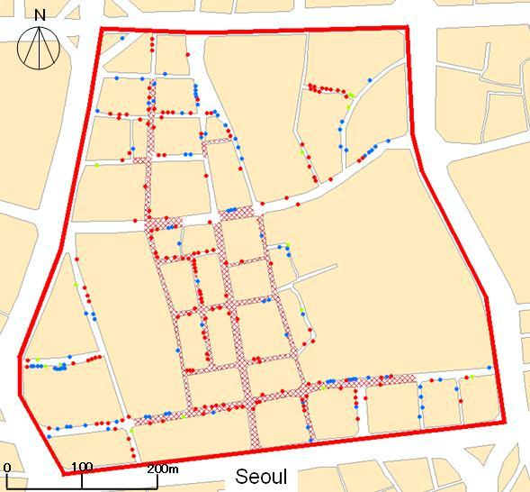 There are parking lots within buildings in Kyoto and Seoul, but in Florence the parking spaces are beside the streets on specific area.