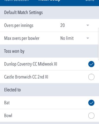 At this point you can select how to score the 1 st Innings: Click on SCORE MANUALLY This will take you through to the Scorecard where you can either enter the