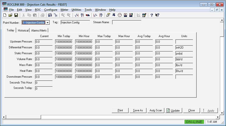 This read-only section of the display presents that data in a format similar to a spreadsheet. The rows in the display show values for a specific parameter.
