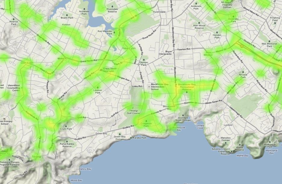 Yellow / orange areas are indicated more frequently than green routes. Q 4.