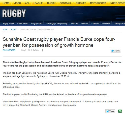 6. Intelligence and Investigations Case Study Francis Bourke (Rugby Union) Australian Customs intercepted a package