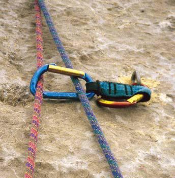 5 Badly-positioned karabiner Photo: George Steele When clipping bolts or pegs with quickdraws, make sure that the rope is running in the correct direction through the karabiner ie.