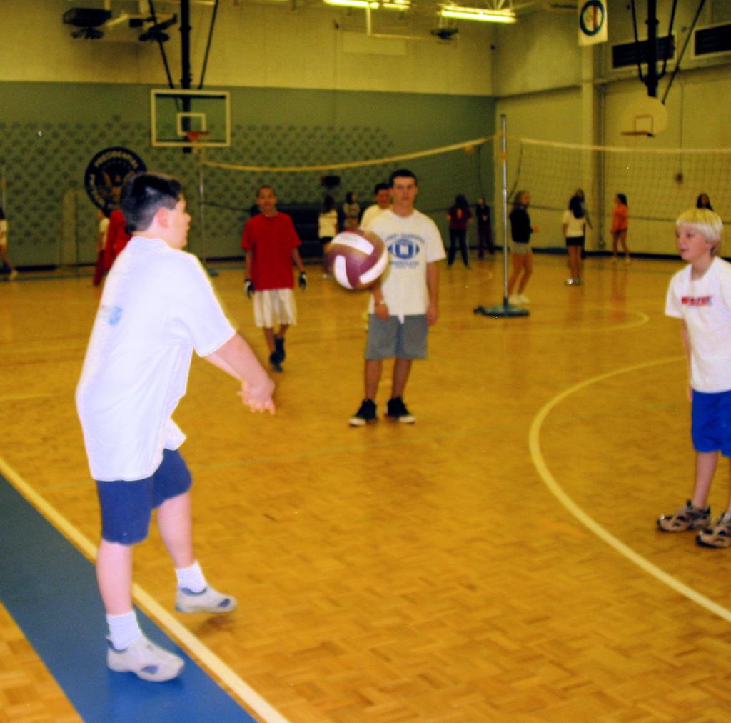 They will practice bumping and setting the ball to each other, while calling out if they got it or not. b. After the group has practiced, each group will count how many hit they have while trying to keep the ball in the air and not touch the ground.