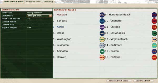 MANAGING A TEAM Select First-Year Player Draft from the menu to proceed into the draft.