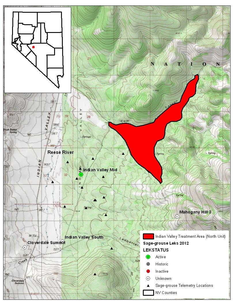 Indian Valley Pinyon-Juniper Removal for Sage Grouse Purpose and Need The purpose of this project is to improve sage-grouse habitat in the Indian Valley area between the Shoshone Range and the