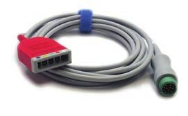 T1 3/5 Lead ECG Mobility Cable, ESIS, 12 pin 009-003652-00 ECG cable connects to the mobility lead wires