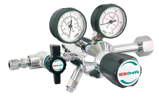 Regulators Series 23 High performance with outlet pressure range from 1 to 2 bars,,2-1 bar double stage version Pressure gauges in safety version according to DIN EN 562 Inlet pressure 3 bars