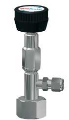 Regulating valves FAV 115 Valve with cylinder connection, for corrosive gases and gas mixtures.