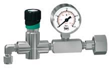 minimized dead space As regulating and shut-off valve for low pressure gas cylinders (max. 5 bar).