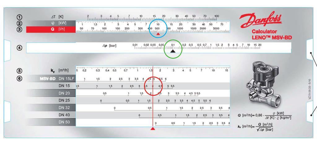 Application The slide ruler has been developed for Danfoss balancing valves. The slide rulers can also help determine the presetting of balancing valves.