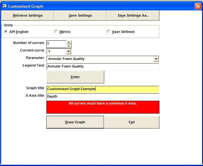Customised Graph Current Curve Once you have specified the number of curves required, this selection box will have exactly the same number of curves.