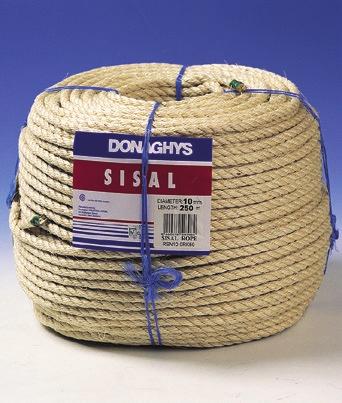 General Purpose Fibre Ropes Sisal Rope Donaghys Sisal Rope is a tough, versatile, natural rope used in mining, trucking and general