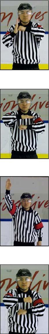 SECTION 11: REFEREES AND LINESMEN SIGNALS Referee Signals Boarding Rule 1014 Striking the clenched fist of one hand into the open palm of the opposite hand in front of the chest.