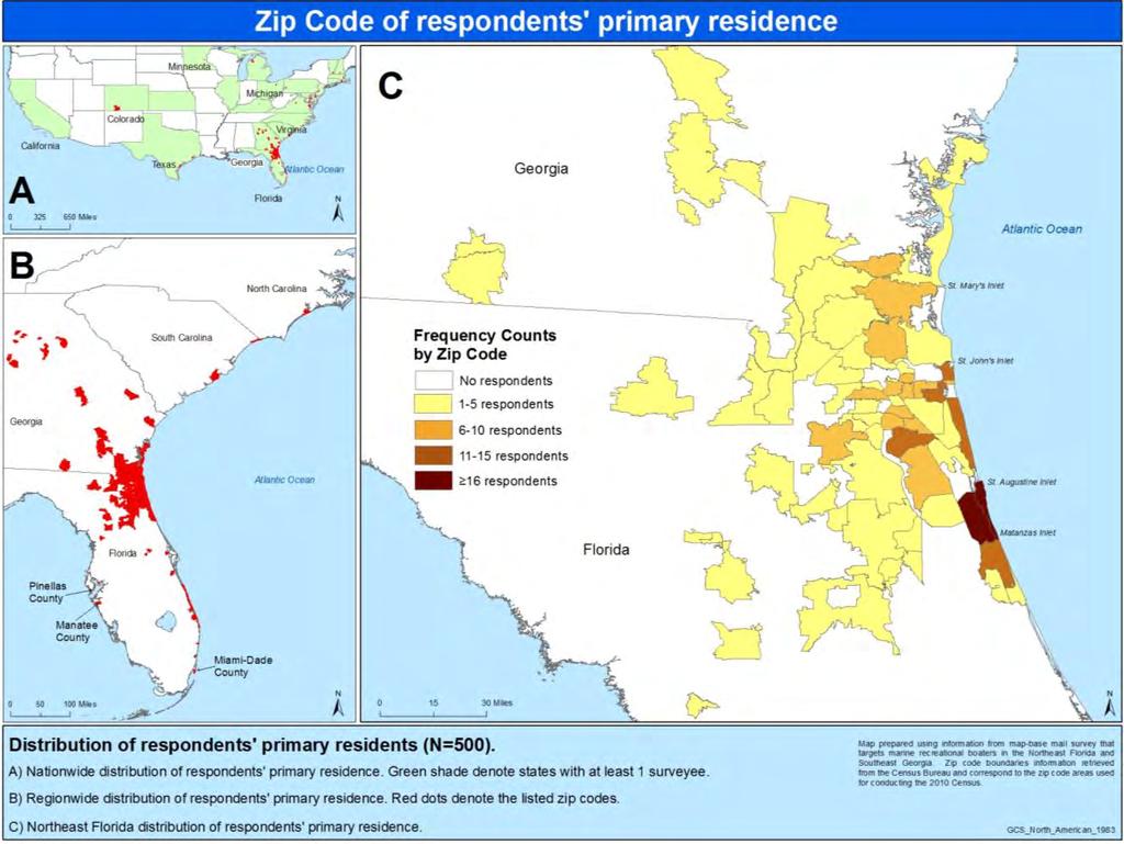 Figure 13. ZIP codes of respondents primary residence (N=500).