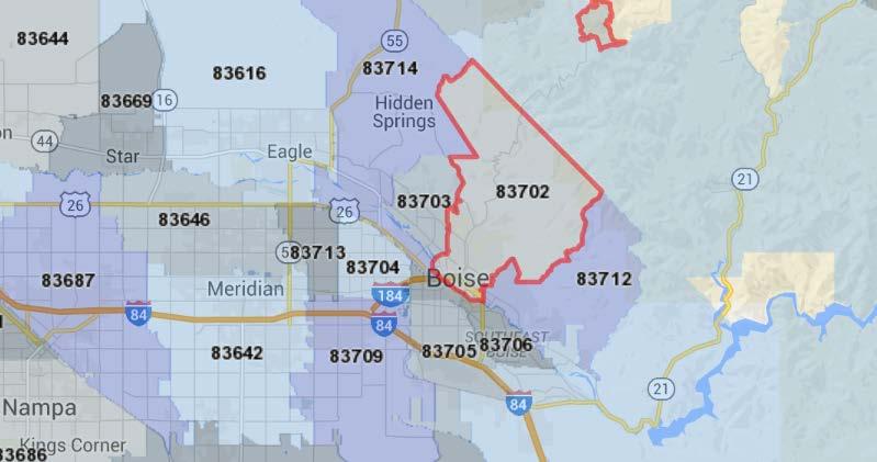 most live in the project area. The map below details the primary zip code areas identified.