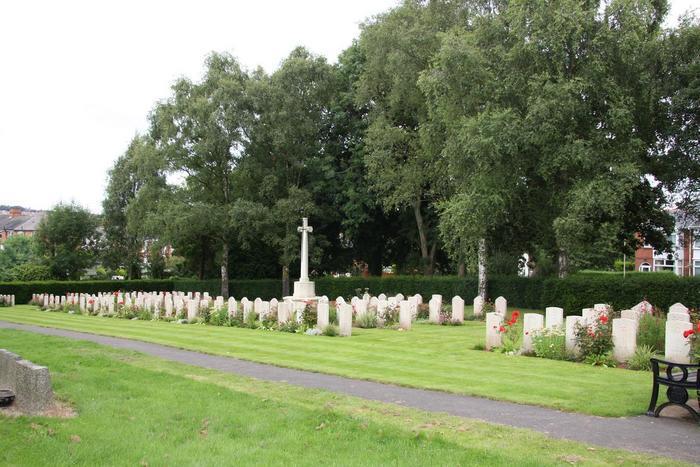 Exeter Higher Cemetery showing Cross of Sacrifice &