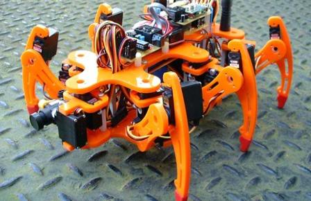 Figure 2.14: Rhex hexapod design, the robot swings his legs circular around and therefor only needs one motor for each leg. The robot can only walk forward and walk with static stable gaits.